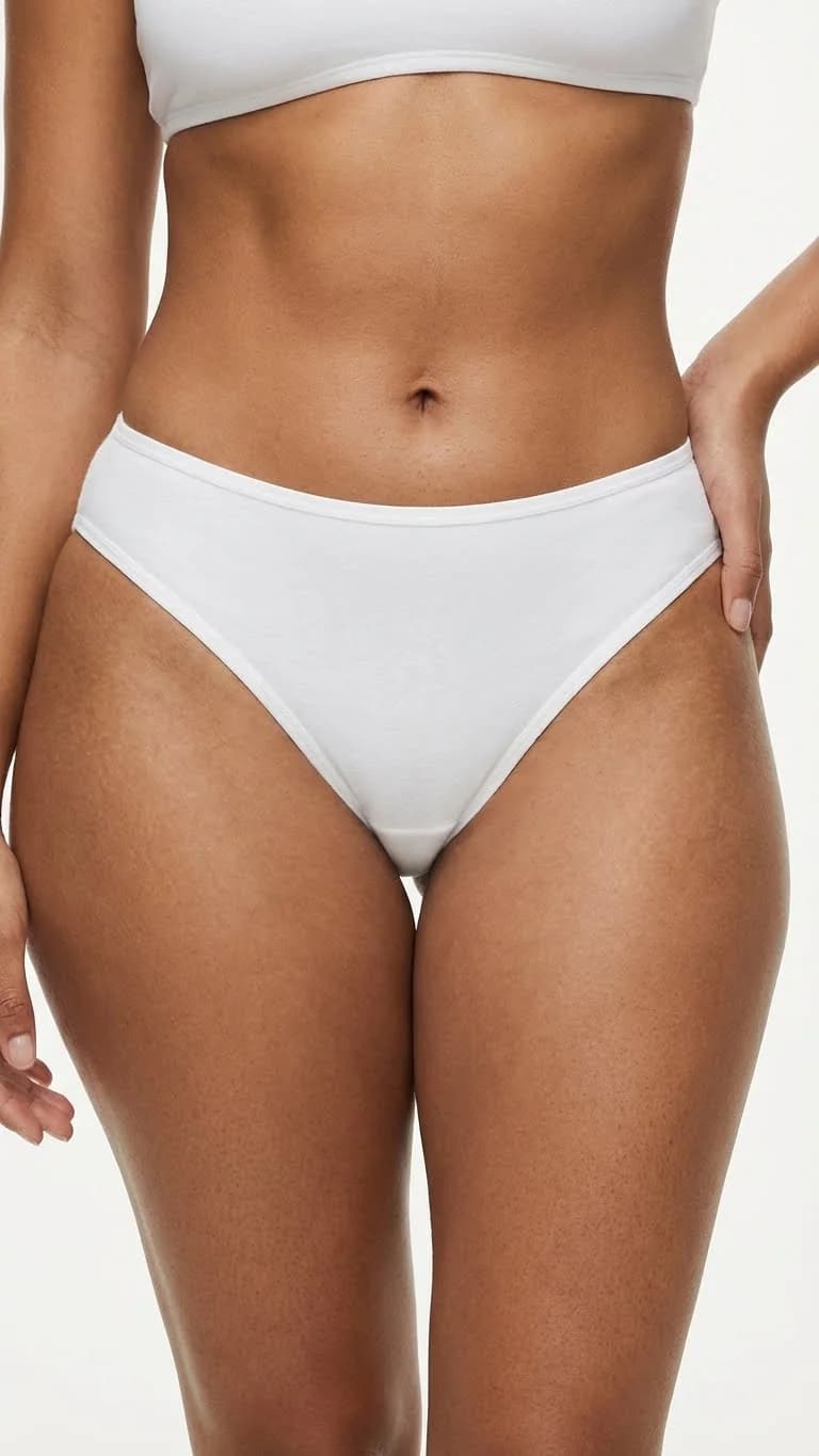 Dominant Kadın Slip Bikini Külot Beyaz, pamuklu düz model - Yakın Çekim Kumaş Detayı