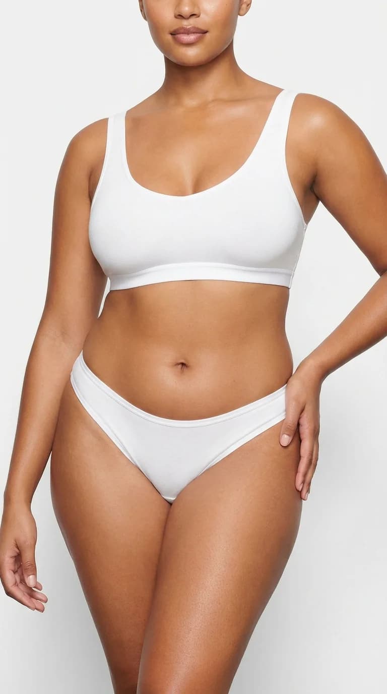 Dominant Kadın Slip Bikini Külot Beyaz, pamuklu düz model - Bel Bandı Detayı