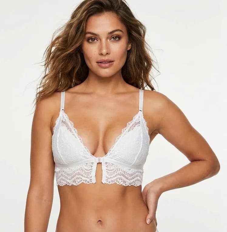 LunaIntim Ekru Dantelli Bralet Sütyen Desteksiz (Boş Kap) ve Balensiz Üçgen Model - Balensiz Üçgen Model Detay