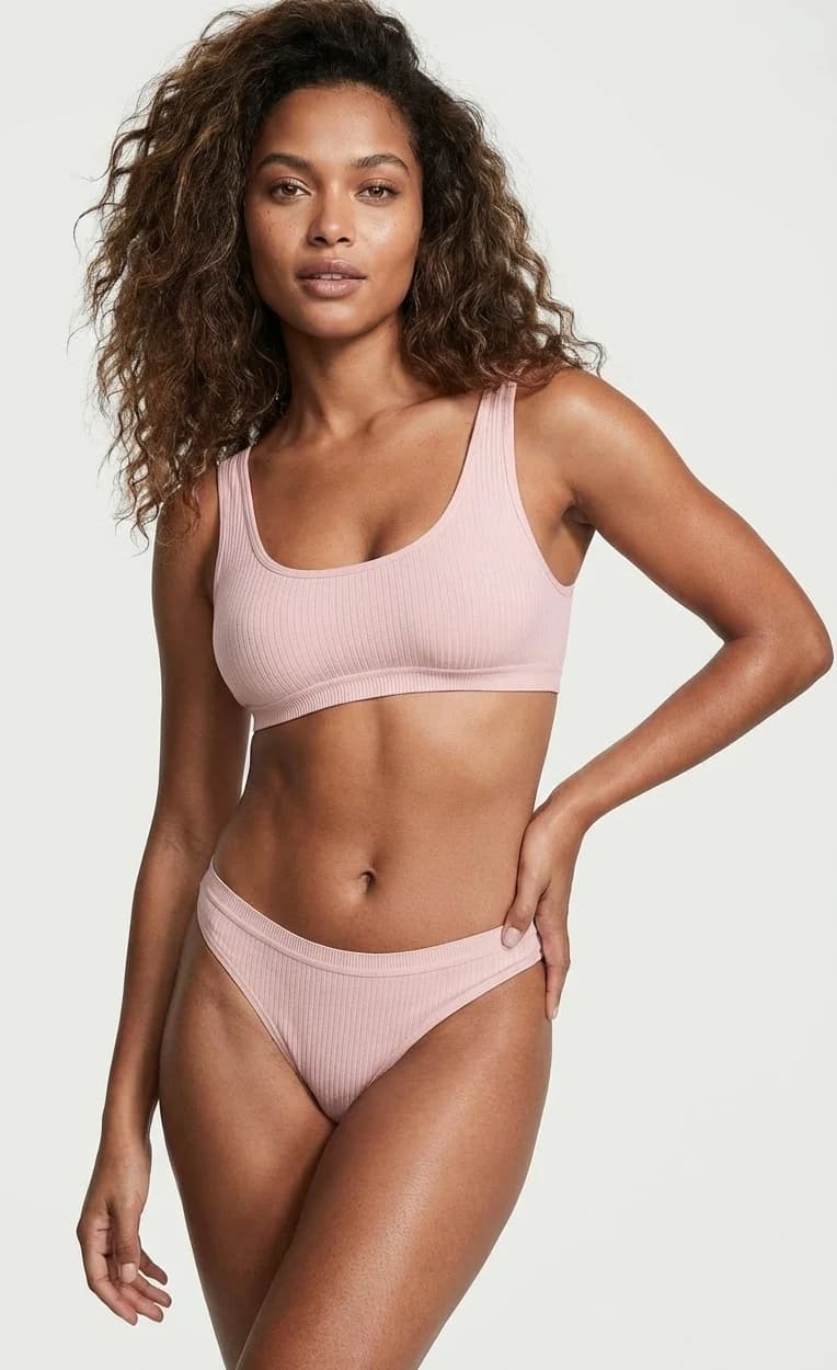 Fitilli (Ribbed) Ribana Tanga Baby Pink - Baby Pink Renk Detayı