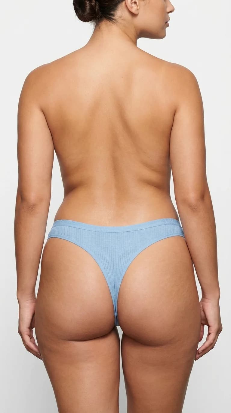 Fitilli (Ribbed) Ribana Tanga Sky Blue - Ribbed Kumaş Dokusu Detayı