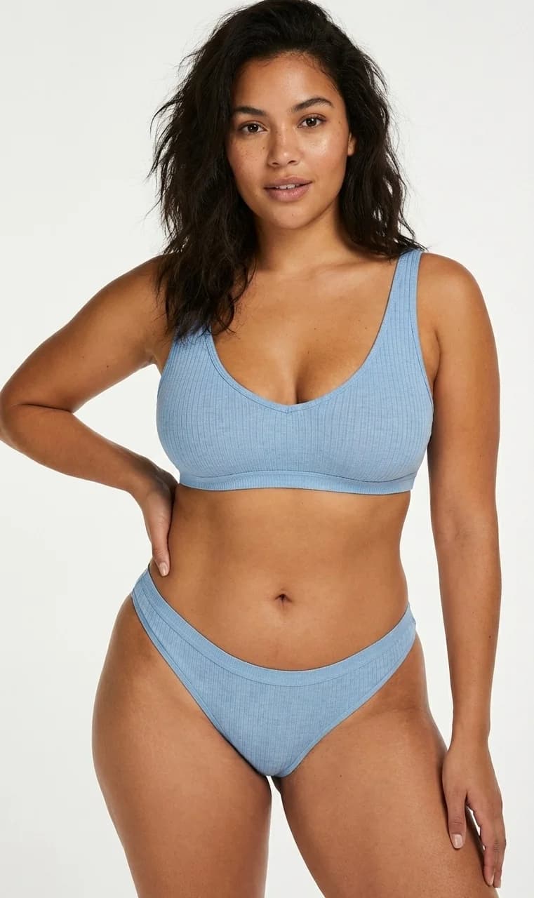 Fitilli (Ribbed) Ribana Tanga Sky Blue - Genel Görünüm