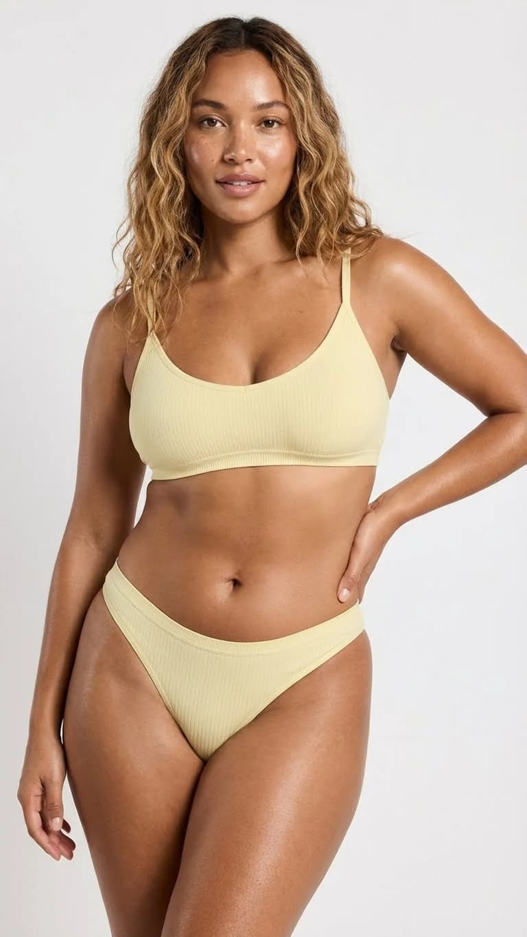 Fitilli (Ribbed) Ribana Tanga Soft Primrose - Tanga Tasarım Detayı
