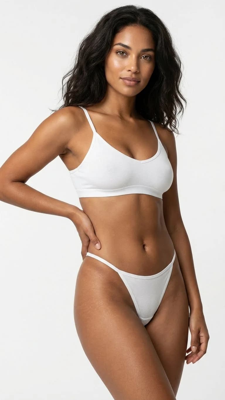 LunaIntim İz Yapmayan Beyaz G-String İnce İpli ve Pamuklu Görünmez Tanga - İz Yapmayan Yapı Detay
