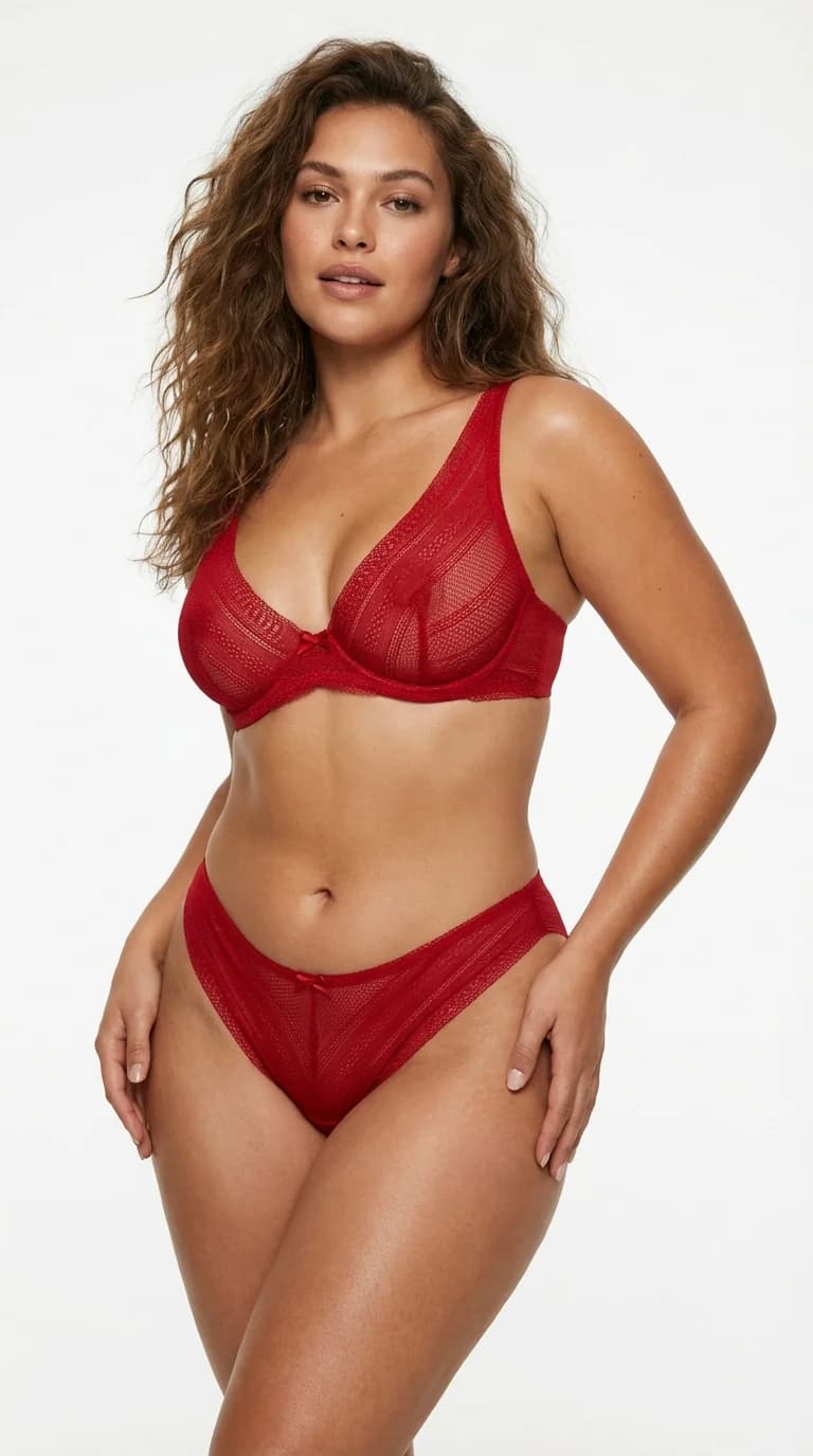 Kadın Sexy Tanga Komple Tül Şeffaf Külot Fiyonklu Detay Nar Çiçeği - Detay Görünüm - LunaIntim