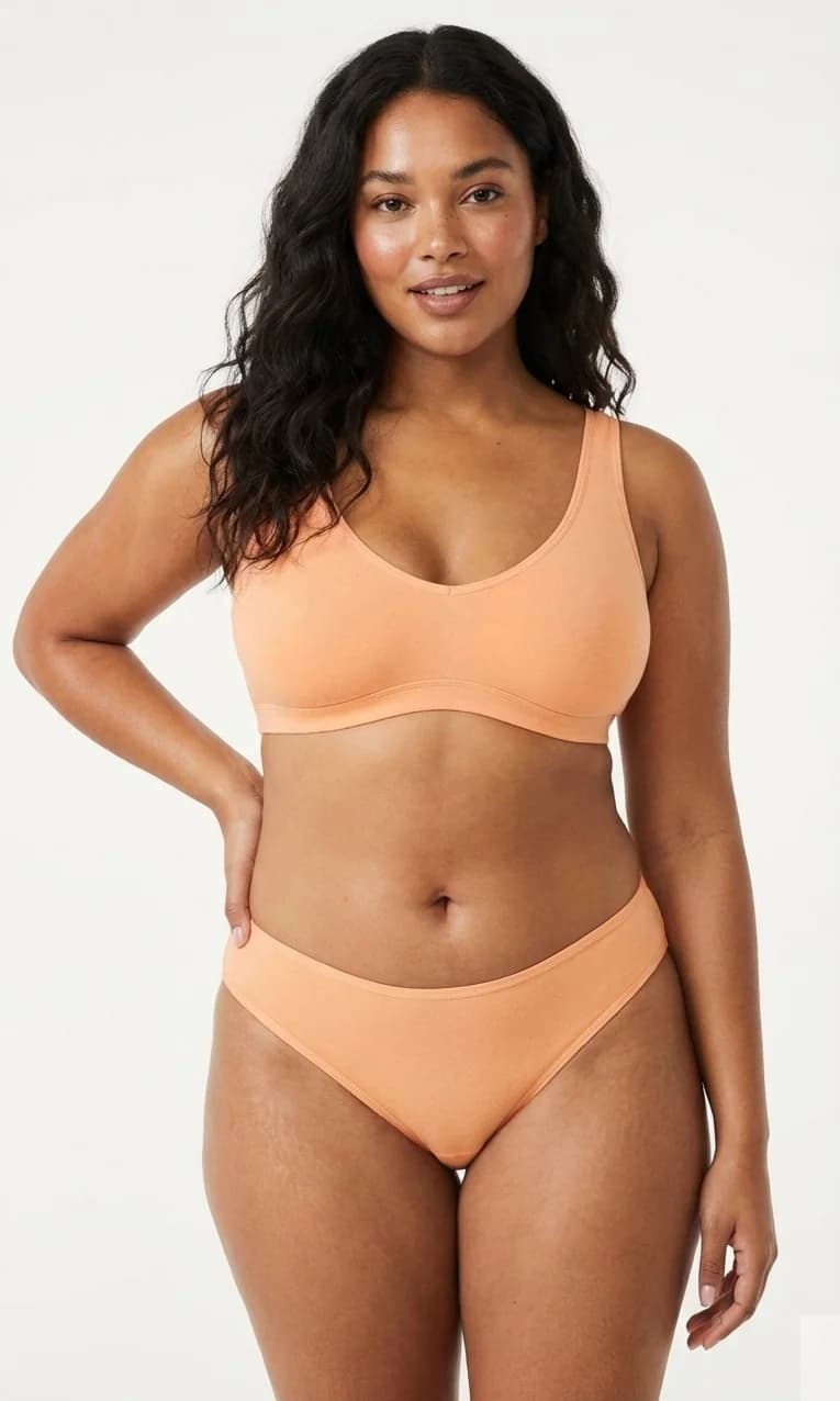 Muted Peach Pamuklu Penye Slip Külot - Genel Görünüm