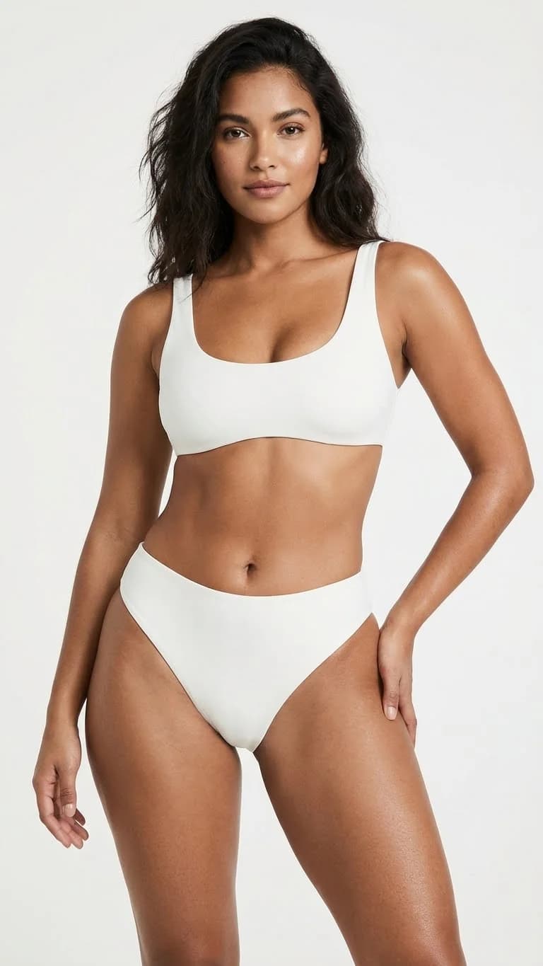 Nefes Alan Pamuklu Bikini Külot - Manken Üzerinde Yan Görünüm