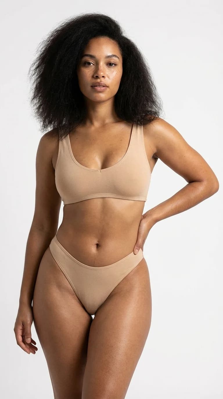 Nefes Alan Pamuklu Bikini Külot Nude - Ön Görünüm