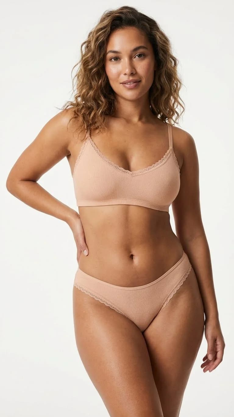 Nude Kenarı Dantelli Brazilian Külot - Arka Görünüm