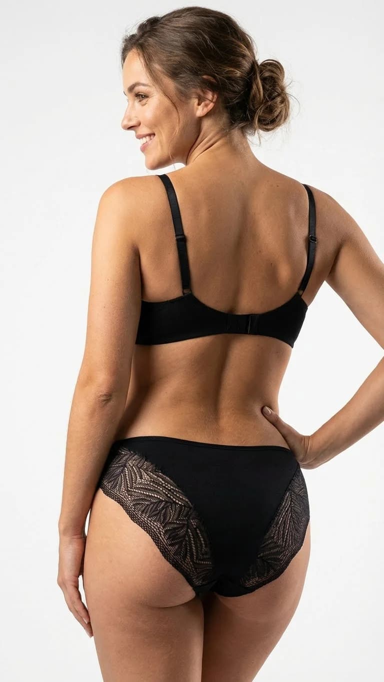 Orta Bikini Külot Tül Yan Bant Şeffaf İç Çamaşırı Model Siyah - Tül Kumaş Detayı - LunaIntim