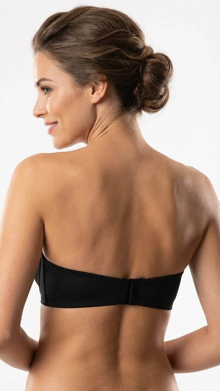 LunaIntim Siyah Balconette Straplez Göğüs Dikleştiren Destekli Push-Up Sütyen - Yan Görünüm